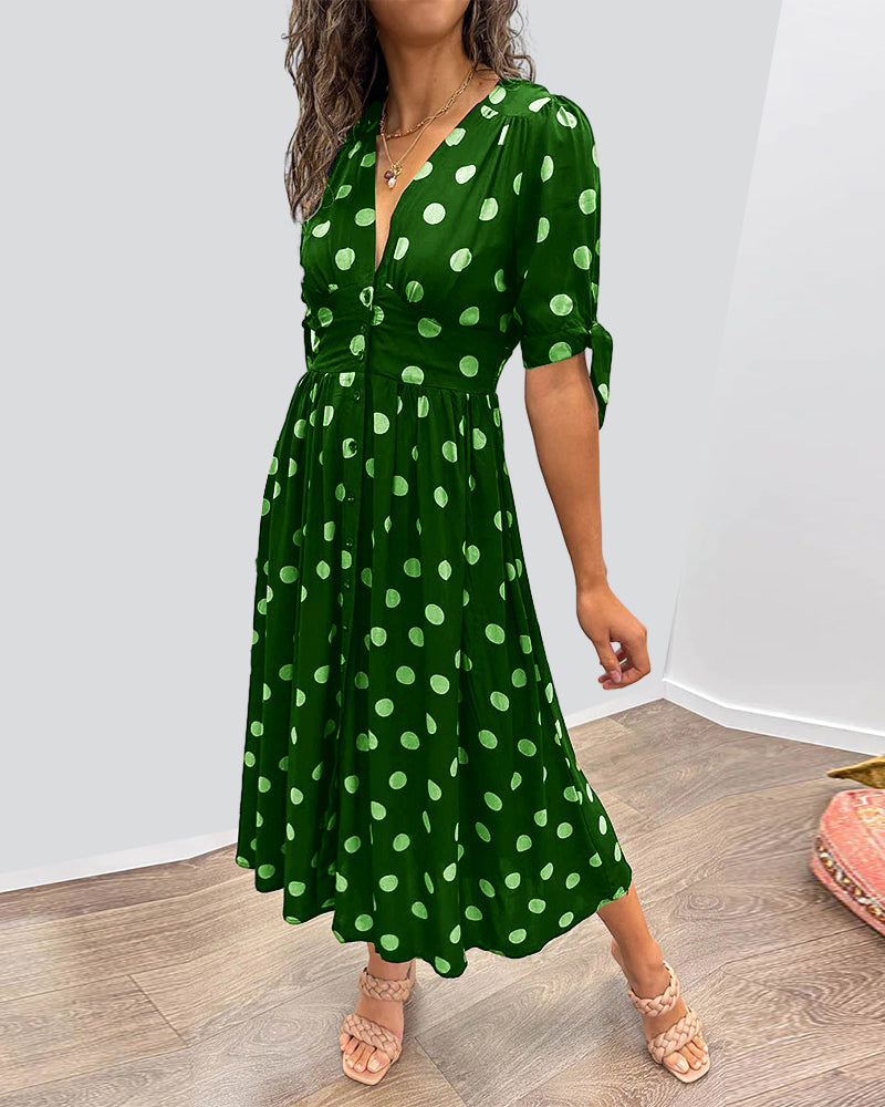 Nura V-neck dress with dots