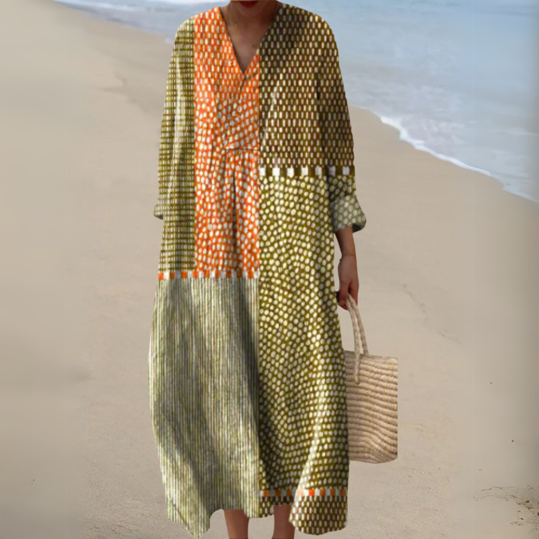 Elise Patchwork Midi Dress
