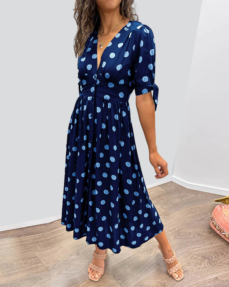 Nura V-neck dress with dots