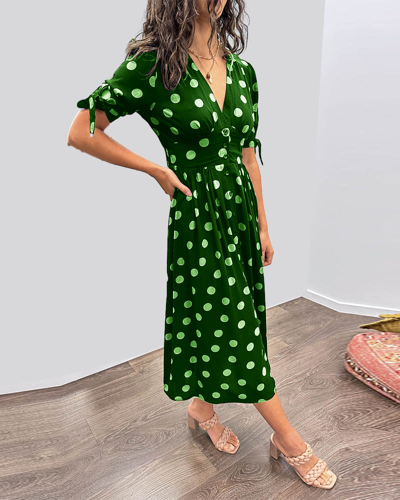 Nura V-neck dress with dots