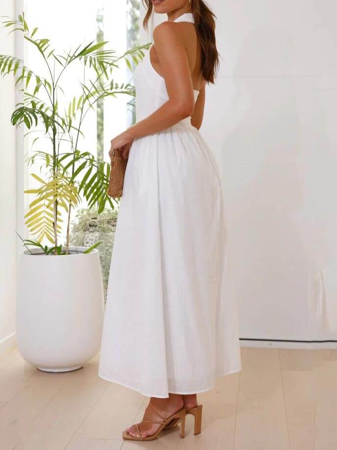 Chic Charm Halter Neck Midi Dress