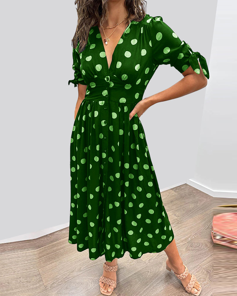 Nura V-neck dress with dots