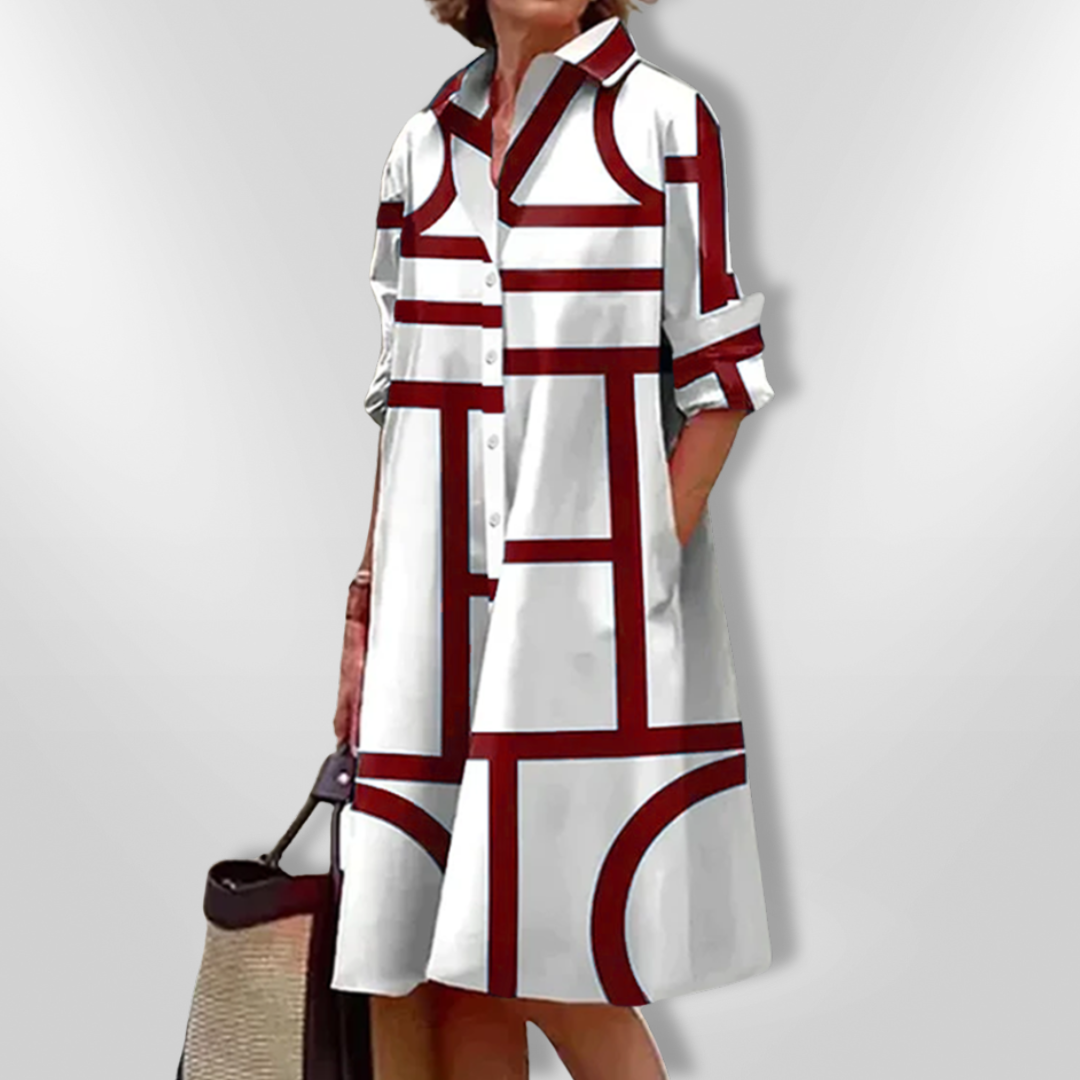 Eleanor Midi Dress with Geometric Pattern