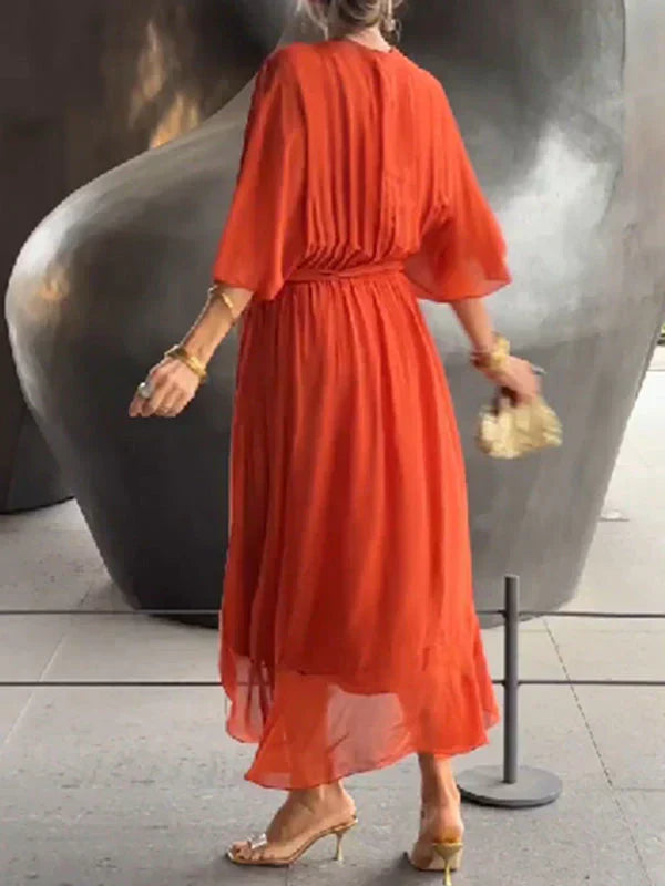 Evelyn V-Neck Chiffon Dress