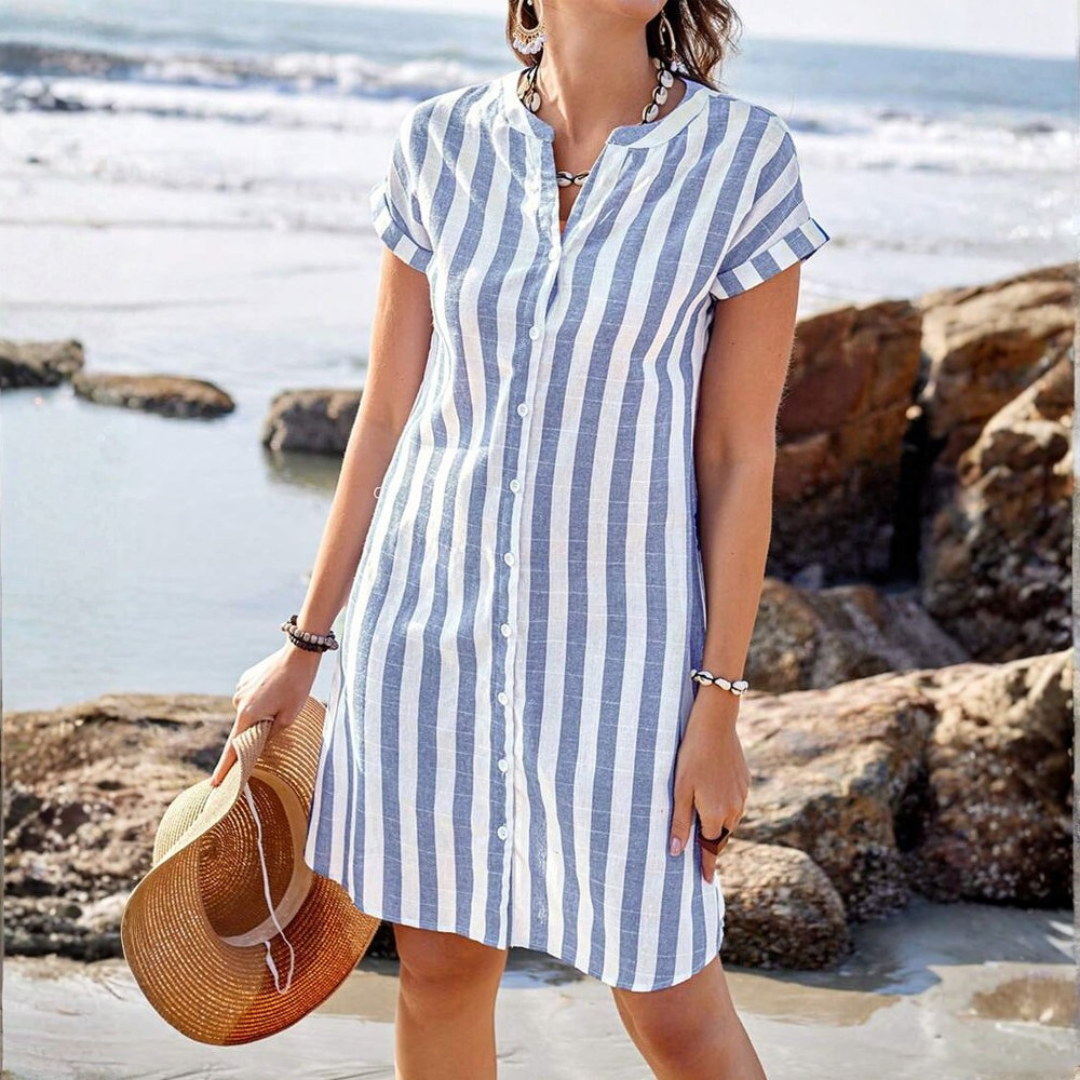 Elora Elegant Striped Shirt Dress