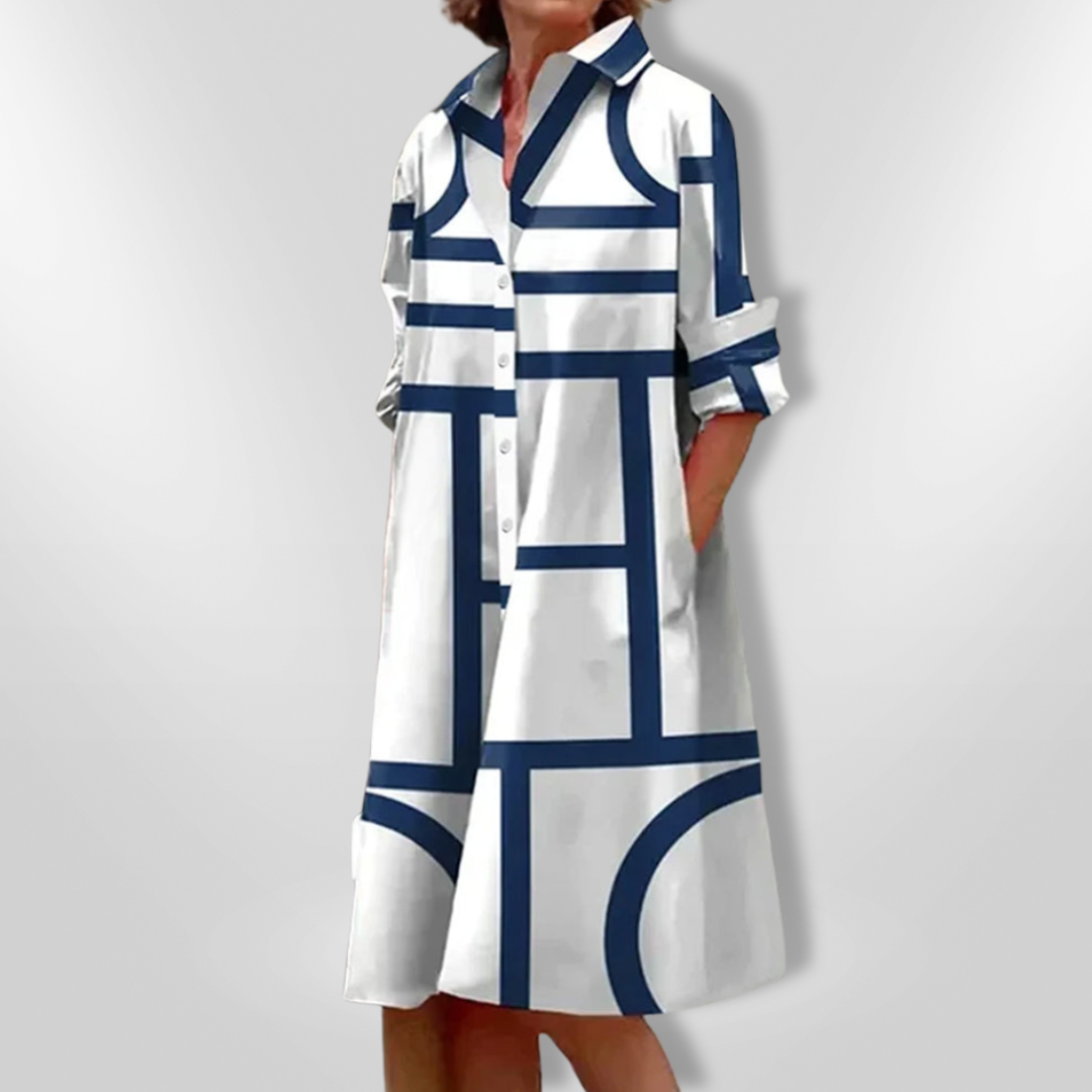 Eleanor Midi Dress with Geometric Pattern