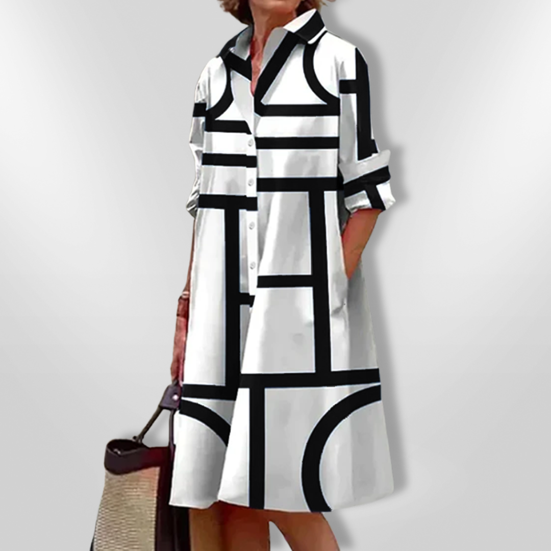 Eleanor Midi Dress with Geometric Pattern