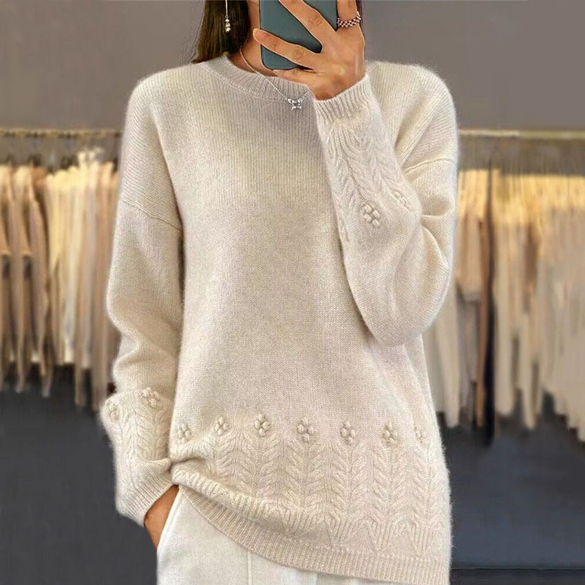 Alma Scandinavian Floral Knit Sweater